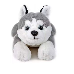 FAO Schwarz Gray and White Husky Plush Dog Toy like new
